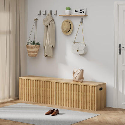 UEV Storage Bench Set of 2, 39.4" Wood Box, Storage Trunk with 2 Safety Hinges, Ottoman Storage