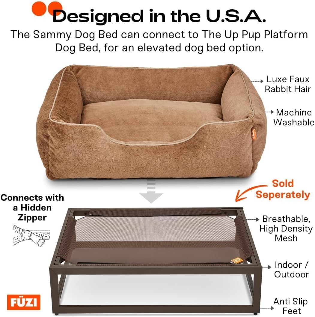 FUZI Luxury Aesthetic Dog Bed with Extra Cover for Small Dogs, Washable Pet Couch, Pet Bed with