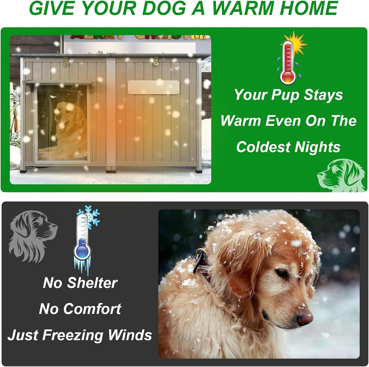 Dog House Outdoor Weatherproof & Wooden Dog Kennel with Chew-Proof Iron Frame，Removable Floor