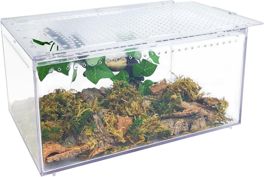 Reptile Terrarium Enclosure 12"X 8"X 6" Acrylic Tarantula Breeding Box Magnetic Hermit Crab Habitat