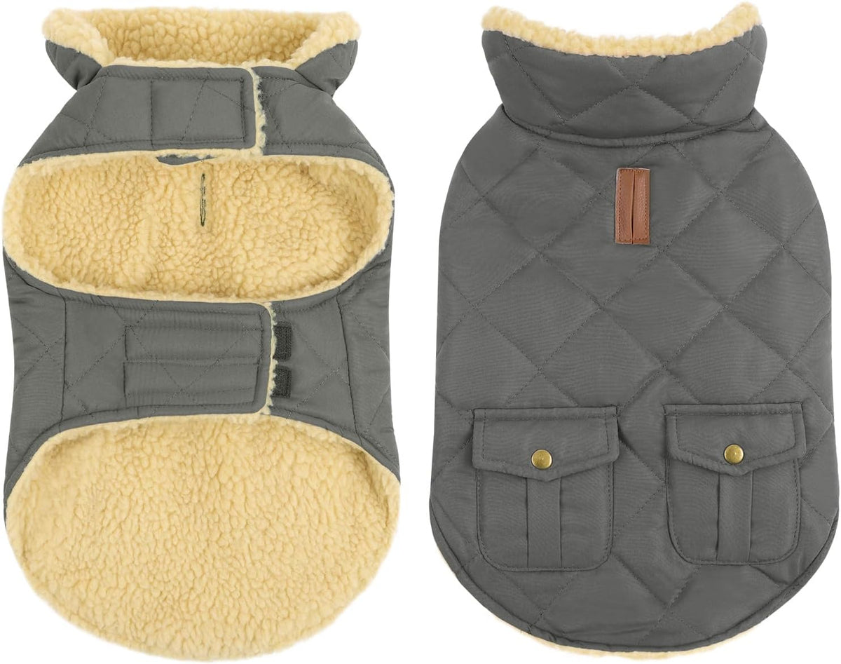 Queenmore Dog Winter Coat - Fleece Jacket, Waterproof Cold Weather Clothes, Thick Warm Cotton
