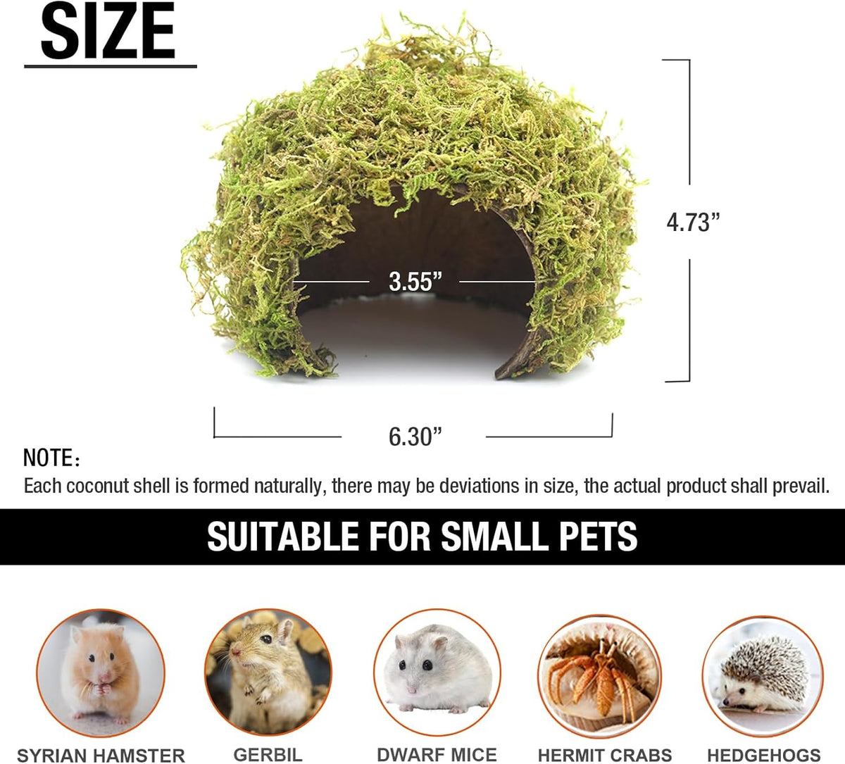 Hamster Hideout - Large, Natural Moss, Handcrafted for Syrian Hamsters, Rats & Guinea Pigs, Safe &