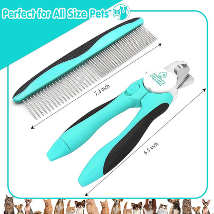 VIWIK 2 in 1 Dog Nail Trimmers with LED Light for Bloodline, Dog Comb, Dog Nail Clippers with Quick