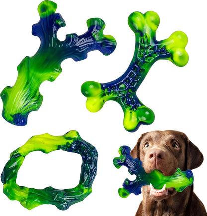 3-Pack Indestructible Nylon Dog Chew Toys for Aggressive Chewers - Long-Lasting Durable Bone-Shaped