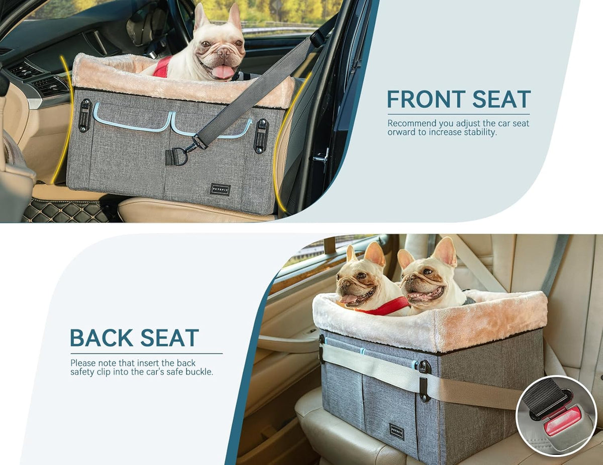 Petsfit Dog Car Seat Medium Sized Dog or 2 Small Dogs with Patent Buckles, Washable Pad, Dog