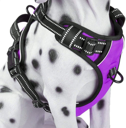 PoyPet No Pull Dog Harness, Reflective Comfortable Vest Harness with Front & Back 2 Leash