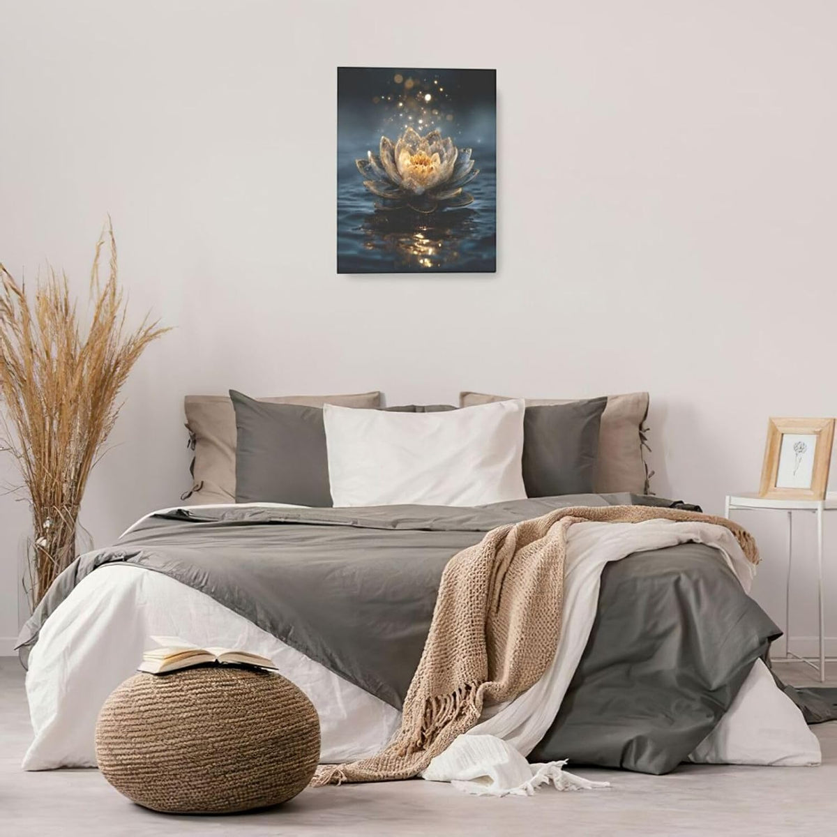 Zen Lotus Canvas Wall Art Mystical Lotus Bloom in Water Aesthetic Pictures Wall Decor Modern