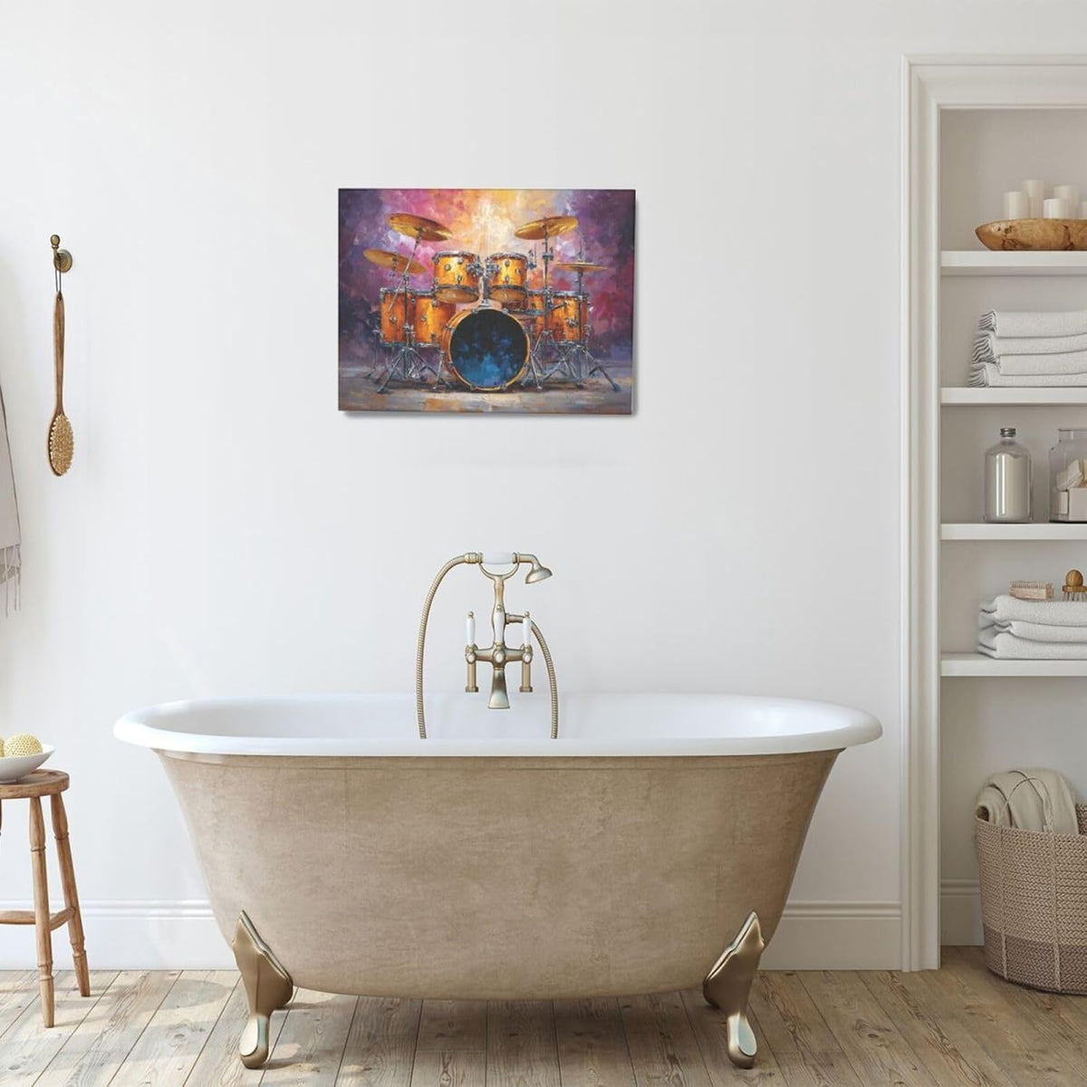 Music Wall Art Graffiti Musical Instruments Canvas Wall Decor Drum Pictures Painting Print Artwork