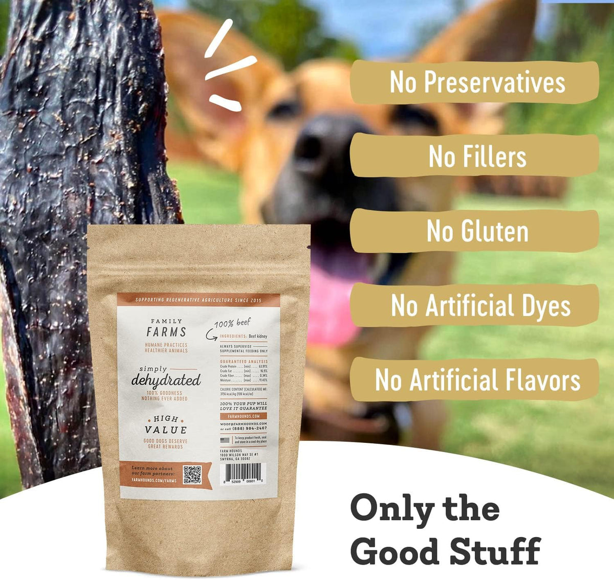 Farm Hounds - Beef Kidney - Premium Natural Beef Kidney Jerky For Dogs - Made From 100% Humanely