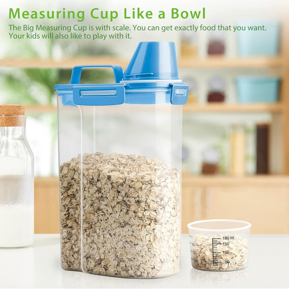 Rice Airtight Storage Container, 3 to 5Lbs Cereal Dry Food Flour Bin, Pet Dog Cat Food Dispenser