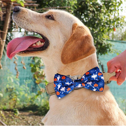 PET SHOW 10pcs Halloween Large Dog Bow Ties for Medium Big Detachable Dogs Bowties with Elastic