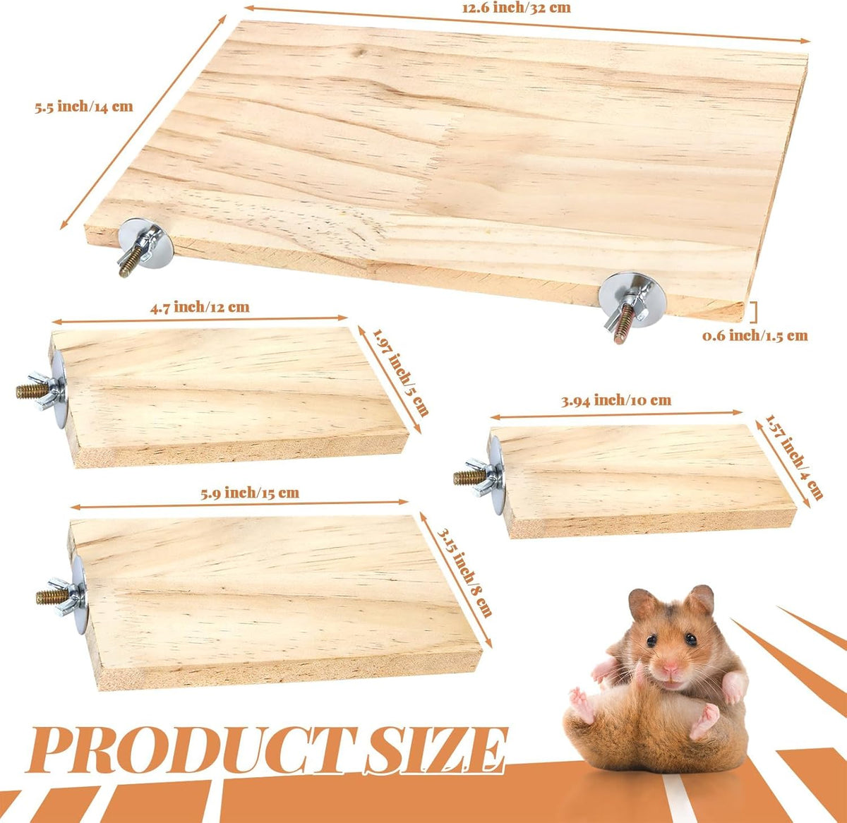 BILLIOTEAM 4-Size Bird Platforms with Wood Perches and Stand Boards - Habitat Cage Corner Shelves