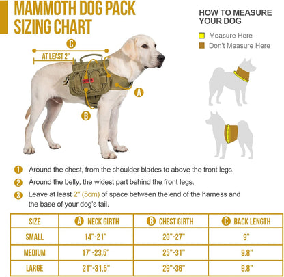 OneTigris Dog Backpack for Medium & Large Dogs, Nylon Backpack for Dogs Tactical Pet Backpack with