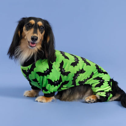 Fitwarm Halloween Bat Dog Pajamas, Funny Costumes for Small Dogs Boy Girl, Pet Outfit, Lime Green