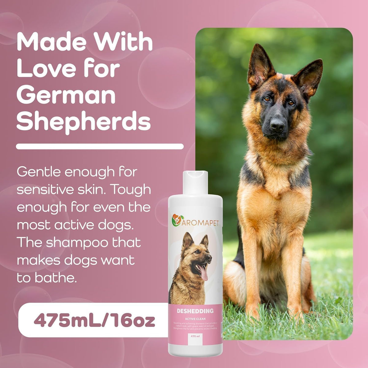 Deshedding Active Clean Dog Shampoo - Deodorizing Dogs Shampoo with Aloe, Argan Oil, Chamomile