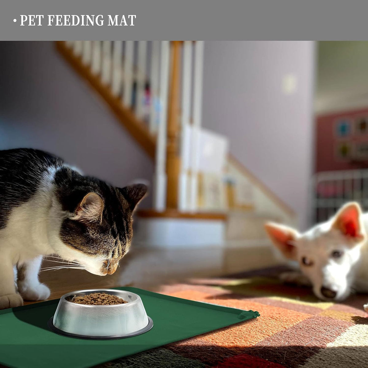 Waterproof Pet Feeding Mat with High Raised Edges, Heavier and Thicker Placemats for Cat Dog Water