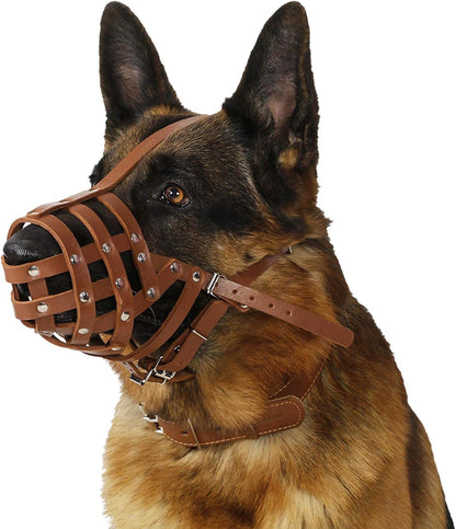 CollarDirect Dog Muzzle German Shepherd Dalmatian Doberman Setter Leather Basket Medium Large