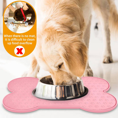 Dog Food Mat Anti-Slip Silicone Dog Bowl Mat Thicker Pet Placemat Waterproof Cat Feeder Pad with
