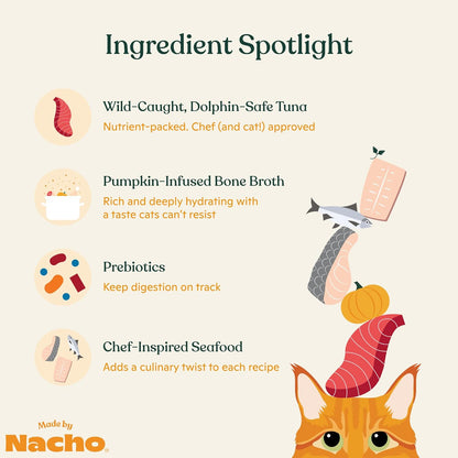 Made by Nacho Flaked Filets Recipe in Bone Broth, Grain-Free Chef's Selects Wet Food for Cats