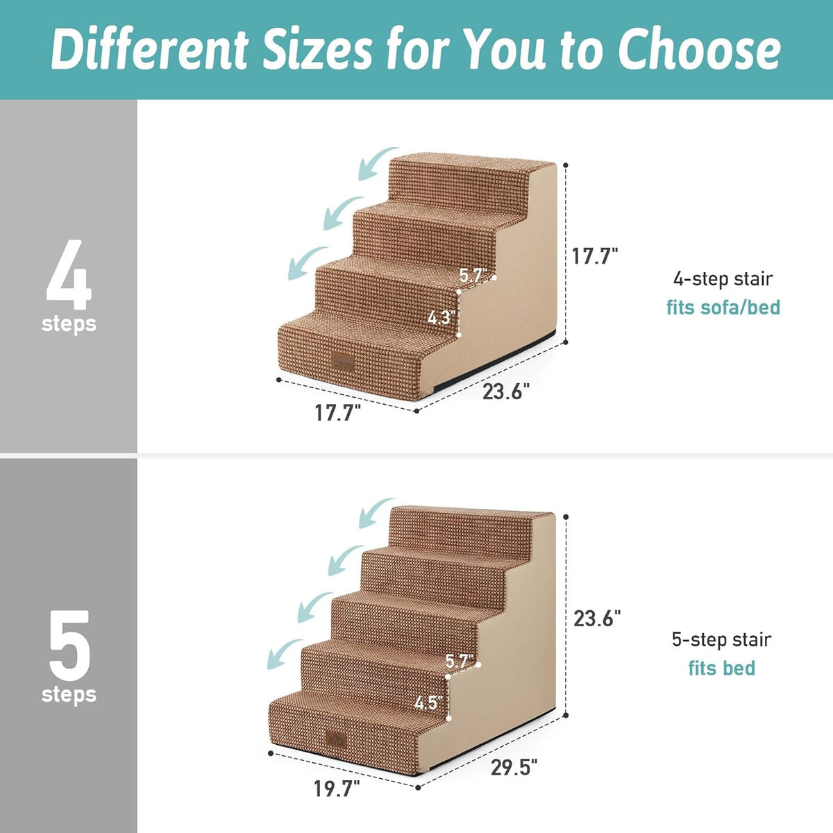 Dog Stairs for Small Dogs, 4 Tier Wider Pet Stairs for Couch and Beds, 17.7" H Non-Slip Dog Steps