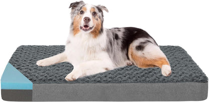 Orthopedic Memory Foam Bed for Large Dogs, Waterproof Cooling Pet Mats for Crate with Removable