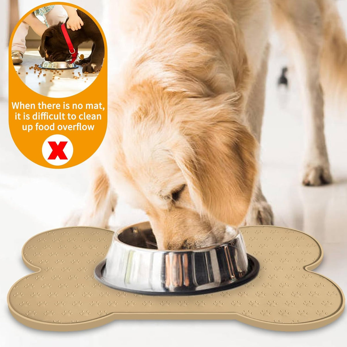 Dog Food Mat Anti-Slip Silicone Dog Bowl Mat Thicker Pet Placemat Waterproof Cat Feeder Pad with