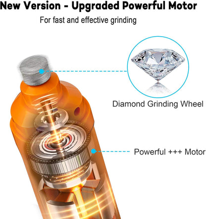 Casfuy Dog Nail Grinder with 2 LED Light - New Version 2-Speed Powerful Electric Pet Nail Trimmer