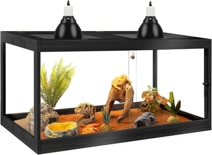 PROLEE Bearded Dragon Tank,Tempered Glass Reptile Tank with Mesh Roof and Front Sliding