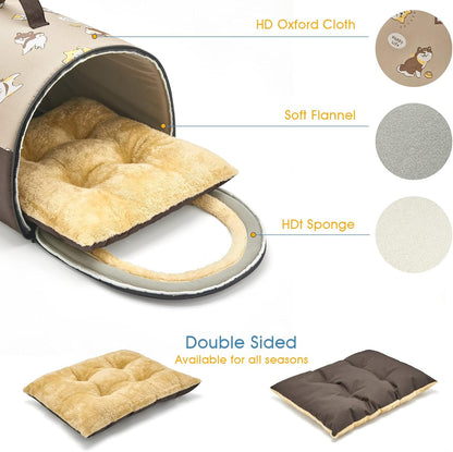 Jiupety Indoor Dog House, 2 in 1 Portable Foldable House Bed with Cover, Pet Tent & Cave Bed for