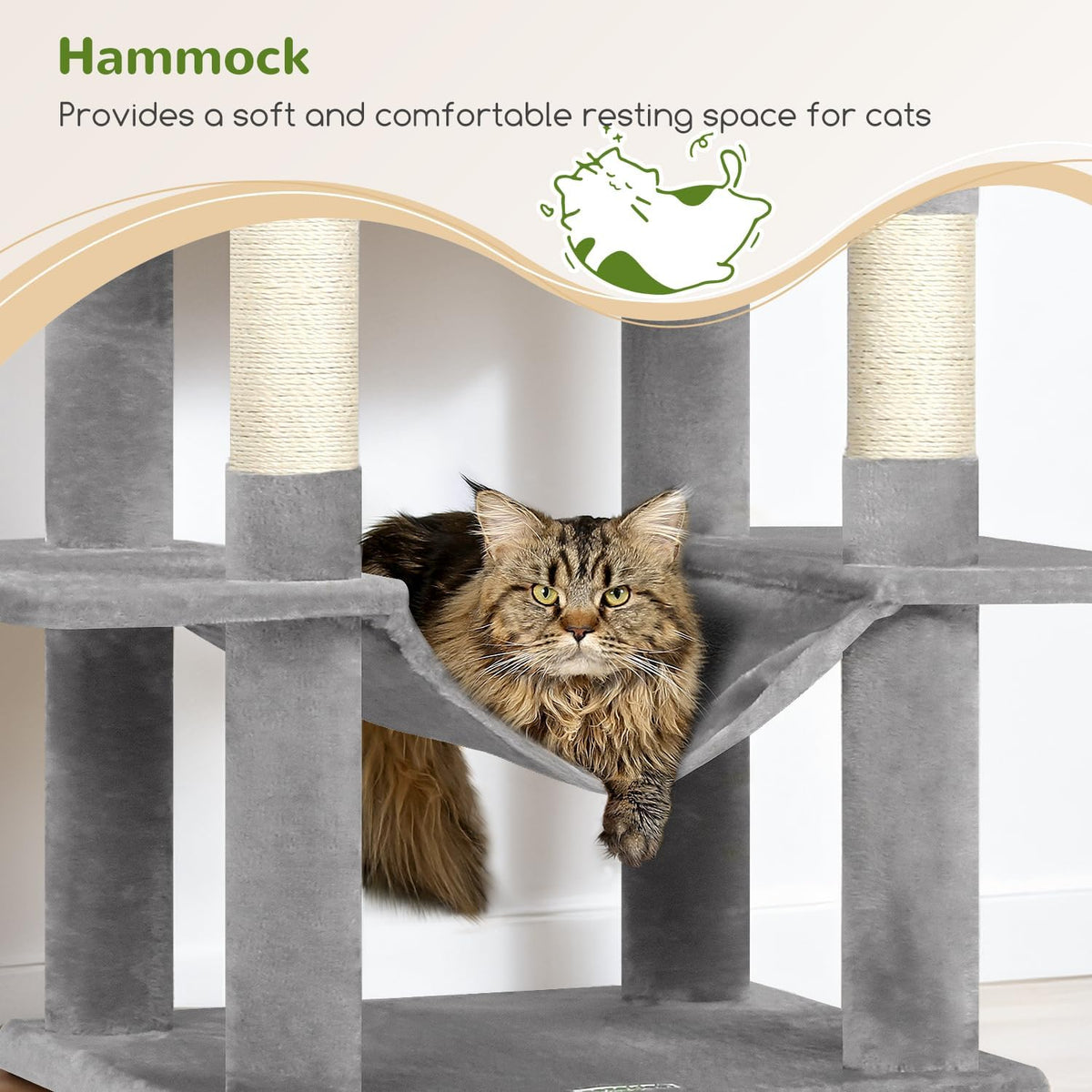 Globlazer Cat Tree Tower, 76-Inch Extra Tall Multi-Level Cat Furniture with Cozy Condos, Hammock