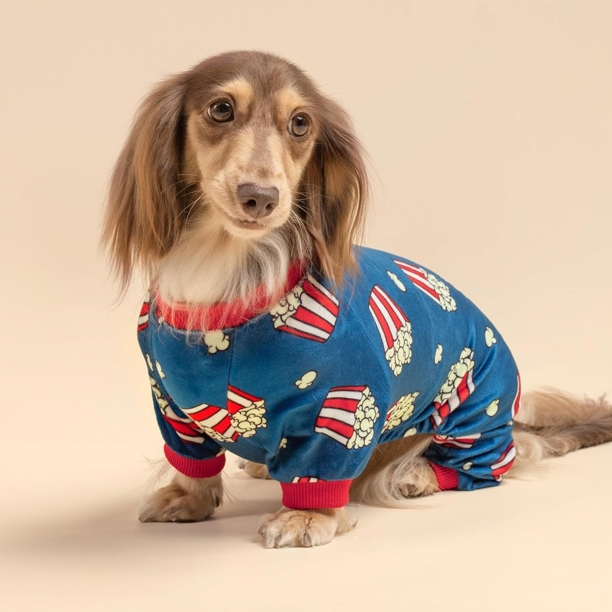 Fitwarm Popcorn Dog Pajamas, Funny Dog Clothes for Small Dogs Boy Girl, Fleece Pet Onesie with
