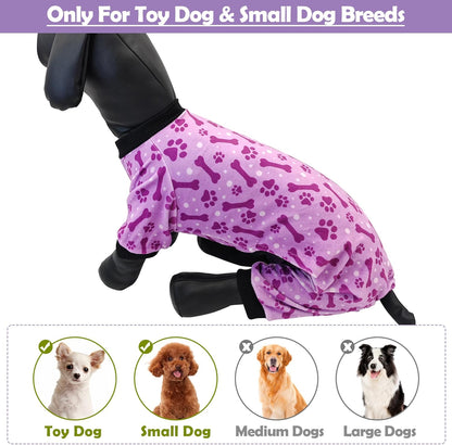 PET SHOW 4 Pack Small Dog Pajamas Paw Bone Patterns Cute Clothes for Medium Dogs Soft Fleece