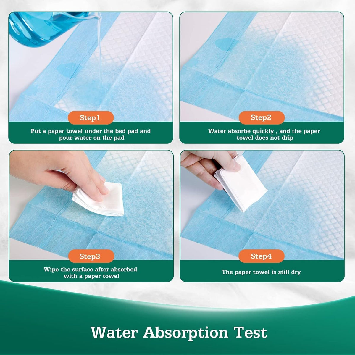50 Count Bed Pads with Adhesive Strip 30"x36" Thicken Elderly Adults Incontinence Underpads