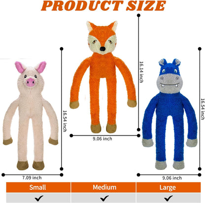 3 Pack No Stuffing Crinkle Squeaky Interactive Plush Dog Toys for Aggressive Chewers to Keep Puppy