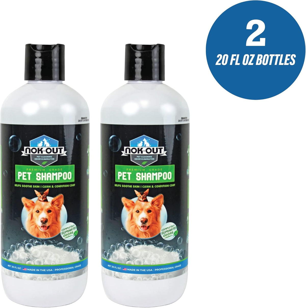 NOK OUT Premium Grade Pet Shampoo for Dogs and Cats, Veterinary Strength and Odor Eliminator