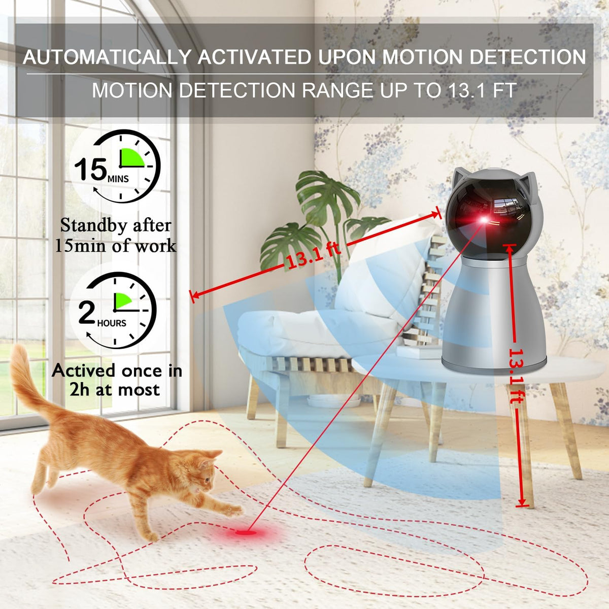 Laser Cat Toys for Indoor Cats,The 4th Generation Real Random Trajectory Motion Activated