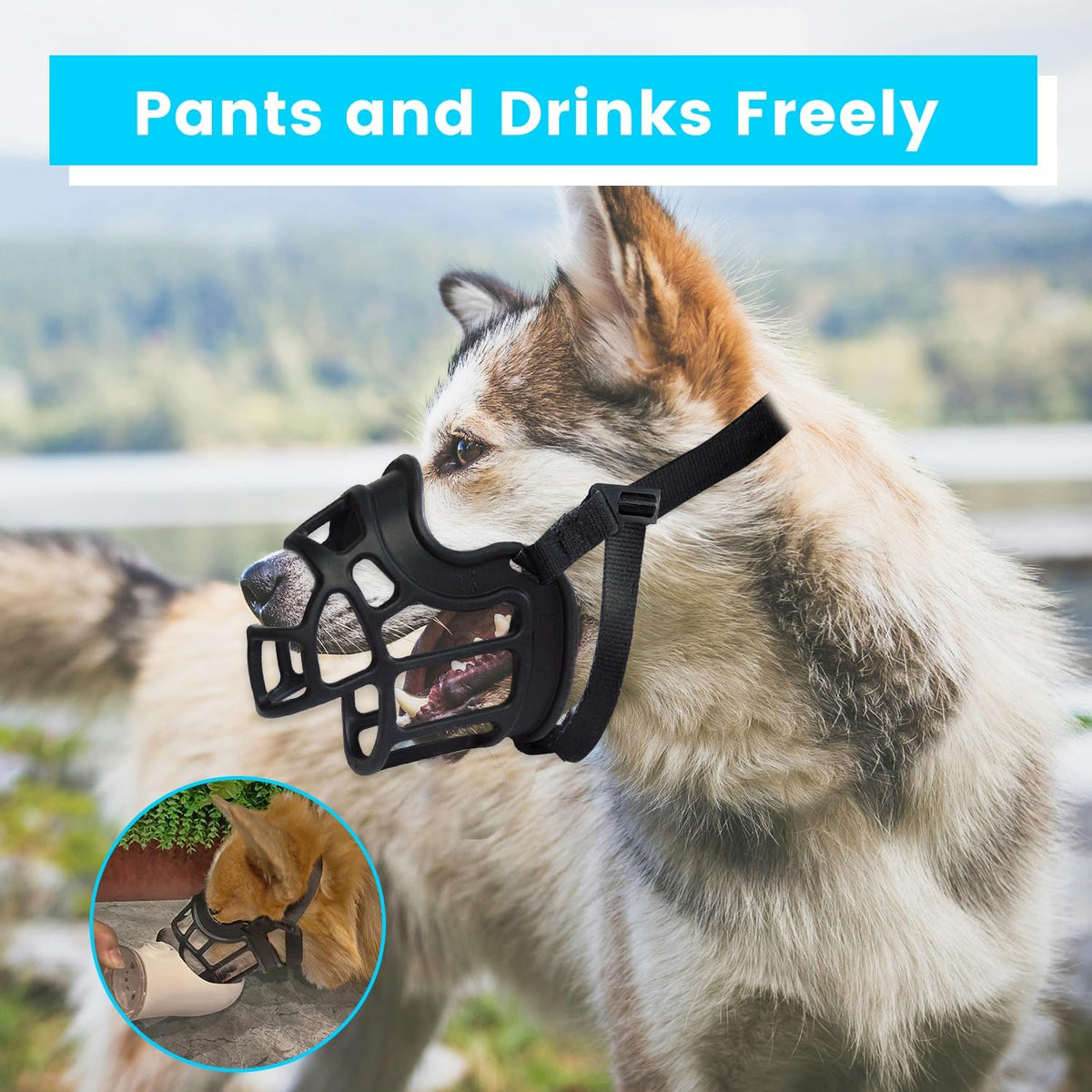 Dog Muzzle, OKKIC Basket Muzzle Anti Biting Chewing, Sturdy Lightweight Muzzle Allows Panting