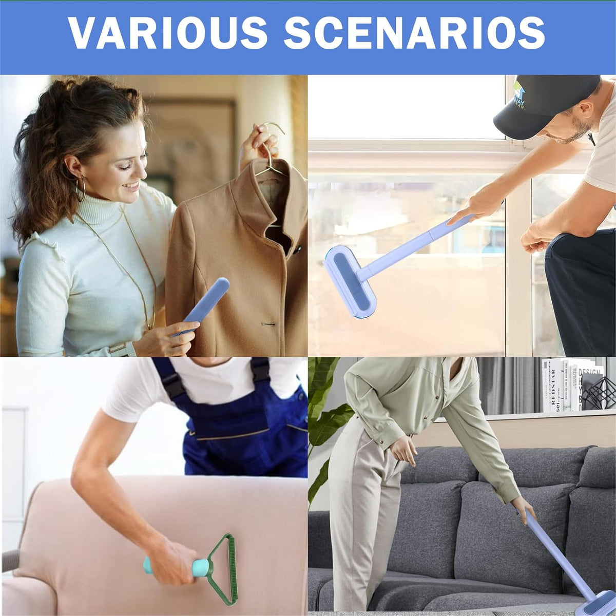 Multifunctional Pet Hair Remover,2 Pcs Carpet Scraper,4 in 1 Dog Hair Remover, Reusable Cat Hair