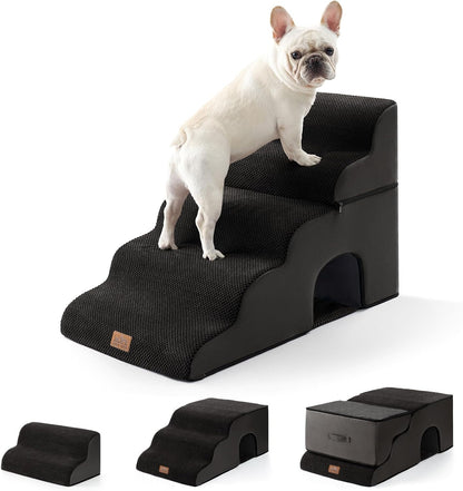 Extra Wide Dog Stairs with Tunnel, Detachable Large Pet Step for Small Medium Dog, Puppy or Cat
