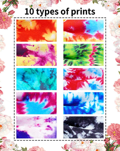 PET SHOW 10 Pack Tie Dye Small Dog Bow Ties Sliding Collar Attachments Puppy Cats Floral Bowties