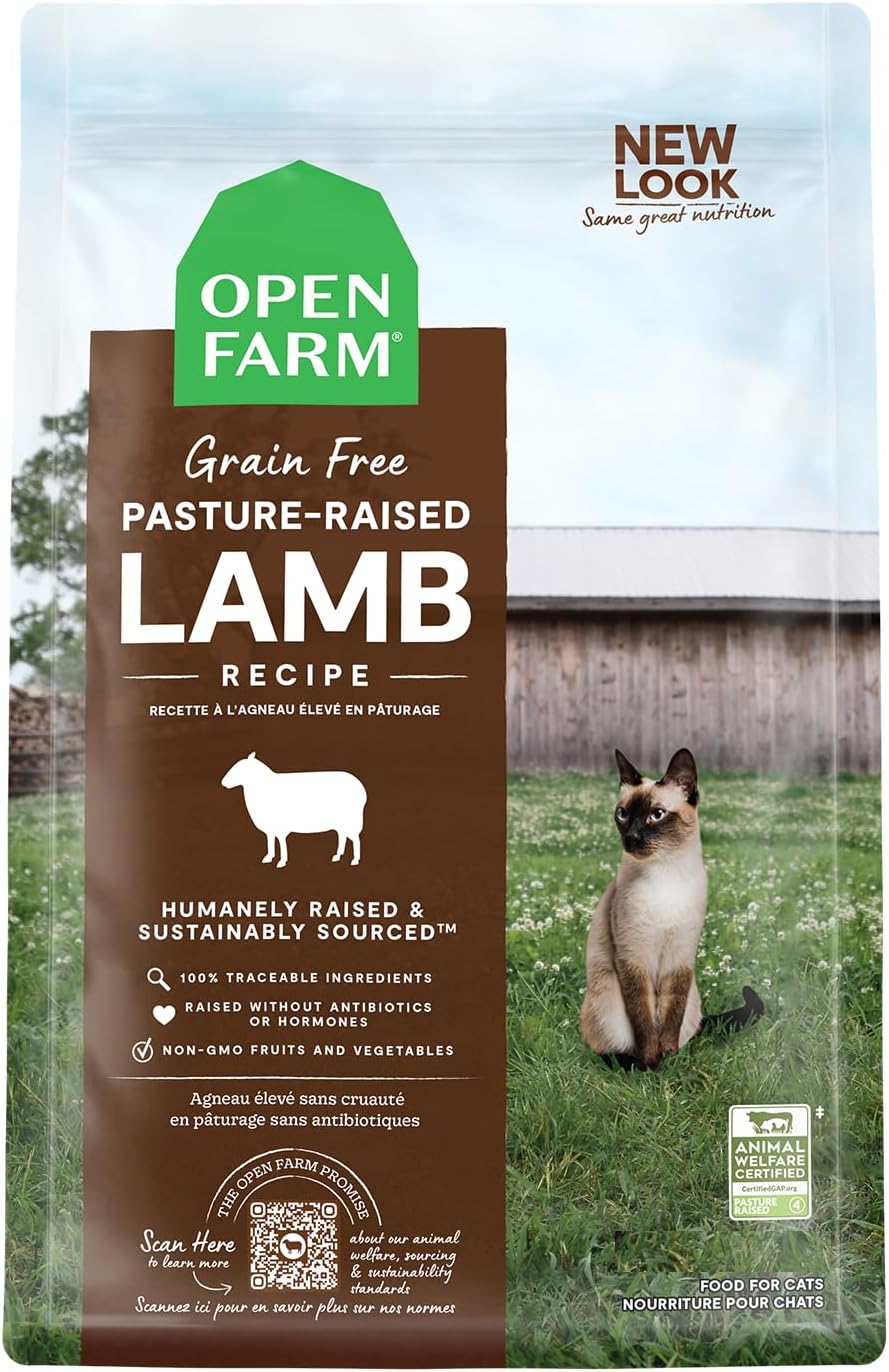 Open Farm Pasture-Raised Lamb Grain-Free Dry Cat Food, Humanely Raised Lamb Recipe with Non-GMO