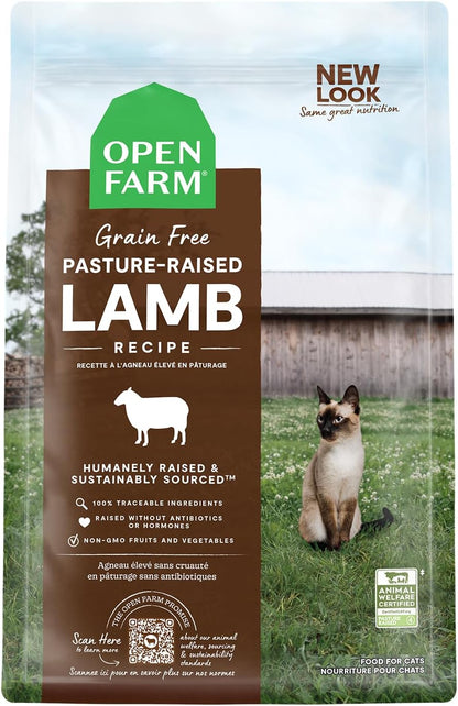 Open Farm Pasture-Raised Lamb Grain-Free Dry Cat Food, Humanely Raised Lamb Recipe with Non-GMO