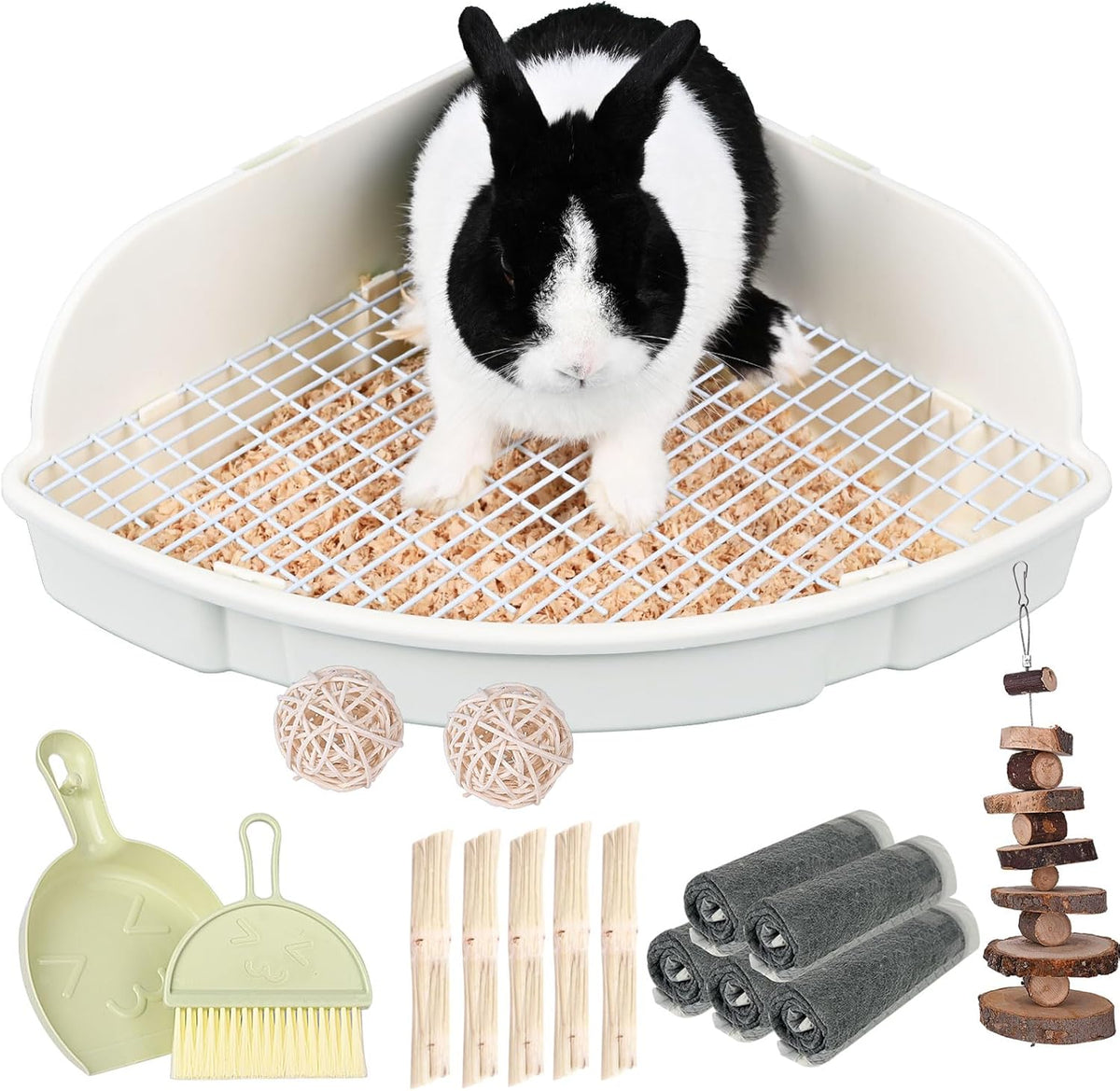 RUBYHOME Rabbit Litter Box Large Bunny Guinea Pig Corner Litter Box Potty Trainer Bigger Pet Pan