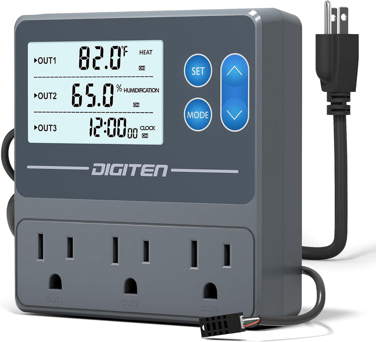 Digital Temperature Humidity Controller Pre-Wired Outlets for Mushroom, Reptile, Heating/Cooling On