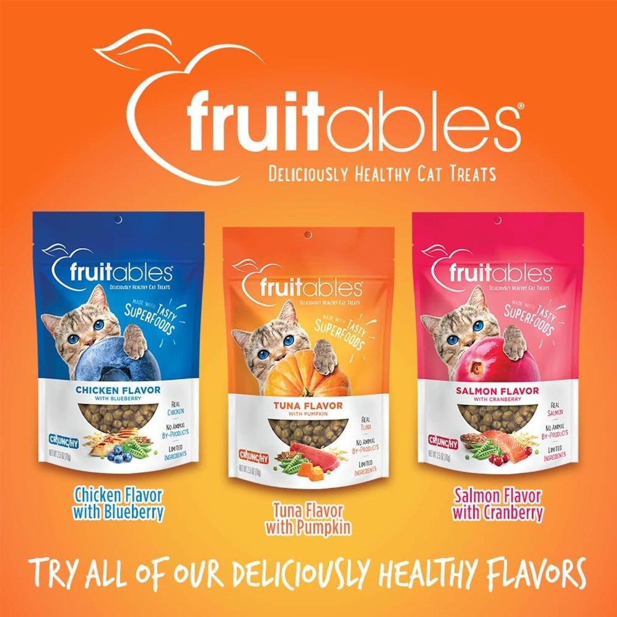 Fruitables Cat Treats, Healthy Treats For Cats, Low Calorie and Packed with Protein, Crunchy
