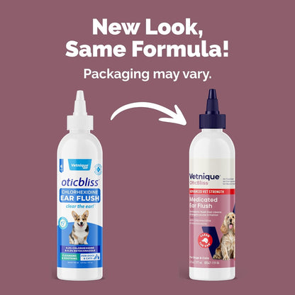 Vetnique Oticbliss Advanced Strength Medicated Dog Ear Infection Treatment, Antiseptic Ear Cleaner