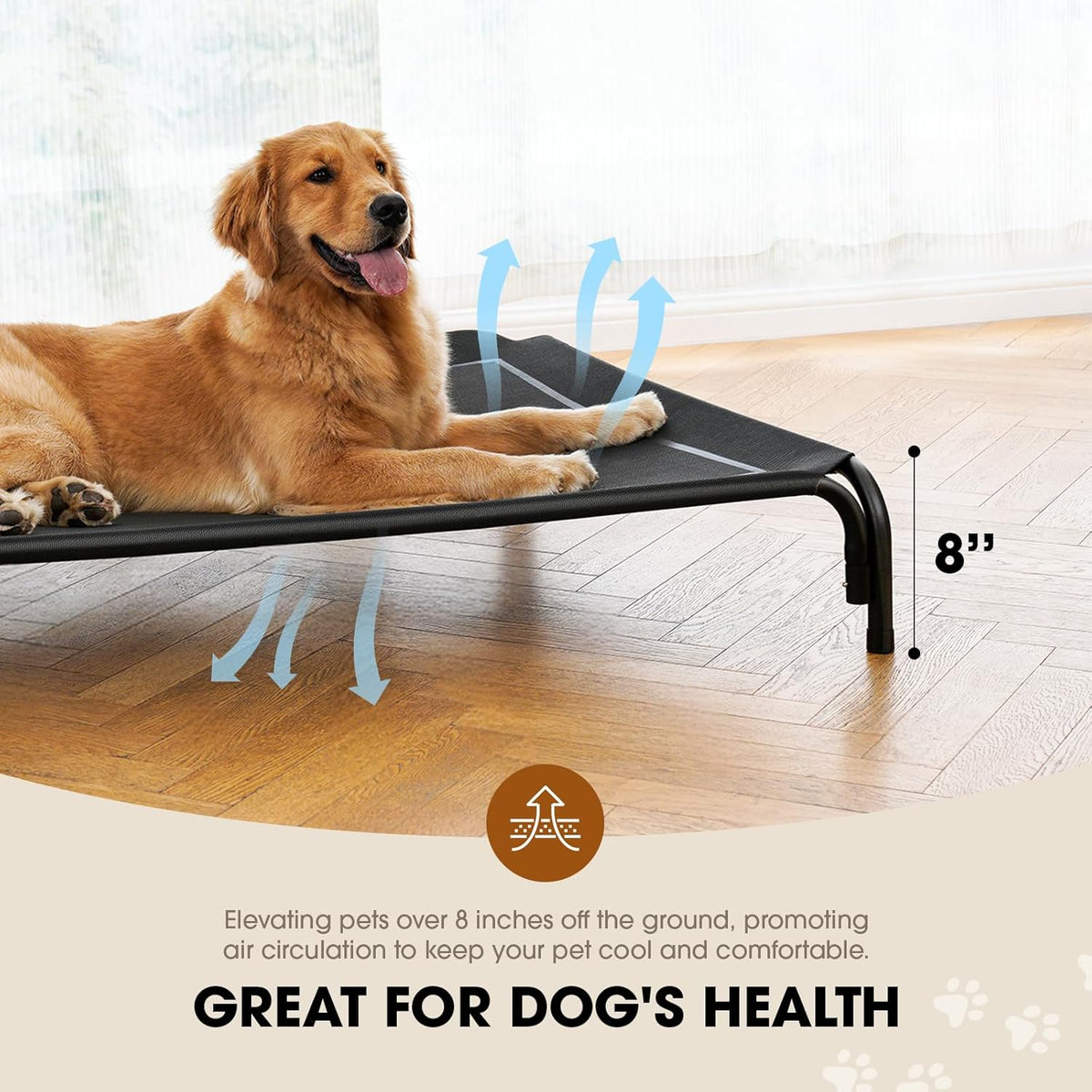 Elevated Dog Bed, Raised Outdoor Dog Bed for Extra Large Sized Dog, Portable Cooling Pet Cot with