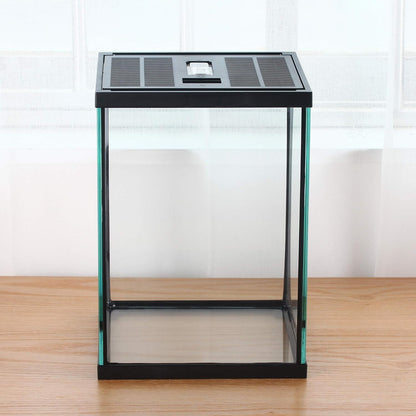 crapelles Black Small Vertical Insect GlassTerrarium, 7.8x7.8x10.8'' Reptile Tank, for Tarantula
