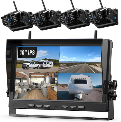 eRapta 4 Wireless Backup Camera Magnetic: 10.1" IPS Full-Size DVR Monitor, Install-Free RV Camera