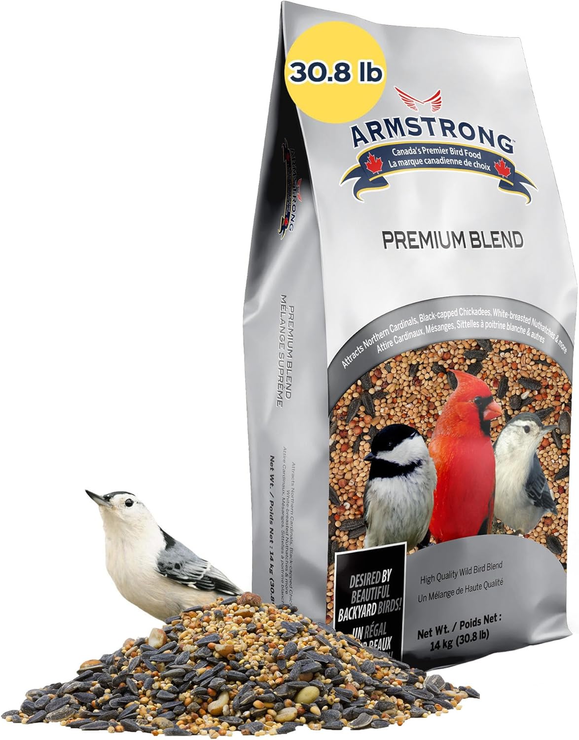 Armstrong Wild Bird Food Premium Blend, 30.8 Pounds - with White Millet, Black Oil Sunflower